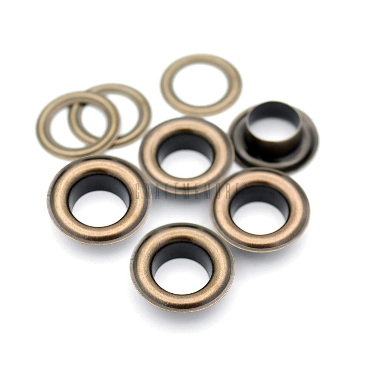 3/8" (10MM) Hole 100 Sets Grommets Eyelets with Washers for Clothes, Leather, Canvas (Antique Brass)